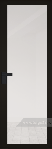 Дверь со стеклом ProfilDoors алюминиевая 2AGK с кромкой Черный матовый (Планибель б.цв., черный прокрас)