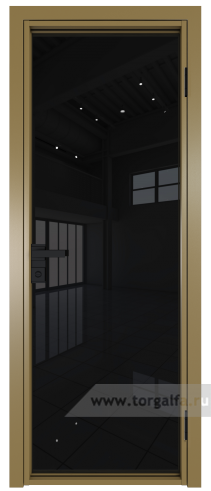 Дверь со стеклом ProfilDoors алюминиевая 1AG с профилем Золото (Черный триплекс)