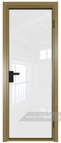 Дверь со стеклом ProfilDoors алюминиевая 1AG с профилем Золото (Белый триплекс)