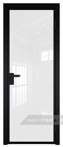 Дверь со стеклом ProfilDoors алюминиевая 1AG с профилем Черный матовый RAL9005 (Белый триплекс)