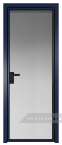 Дверь со стеклом ProfilDoors алюминиевая 1AG с профилем Cиний матовый RAL5003 (Матовое)