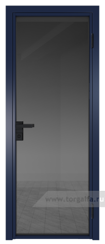 Дверь со стеклом ProfilDoors алюминиевая 1AG с профилем Cиний матовый RAL5003 (Тонированное)