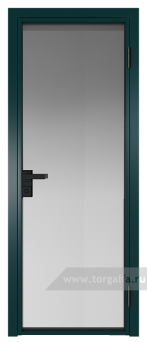 Дверь со стеклом ProfilDoors алюминиевая 1AG с профилем Зеленый матовый RAL6004 (Матовое)
