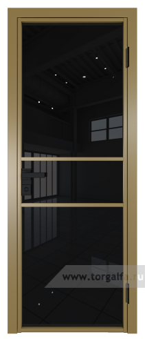 Дверь со стеклом ProfilDoors алюминиевая 2AG с профилем Золото (Черный триплекс)