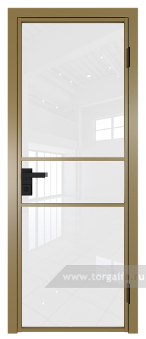Дверь со стеклом ProfilDoors алюминиевая 2AG с профилем Золото (Белый триплекс)