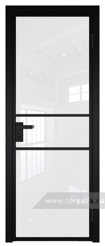 Дверь со стеклом ProfilDoors алюминиевая 2AG с профилем Черный матовый RAL9005 (Белый триплекс)