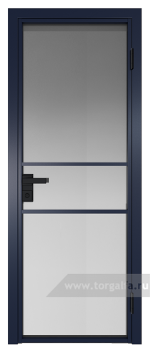 Дверь со стеклом ProfilDoors алюминиевая 2AG с профилем Cиний матовый RAL5003 (Матовое)