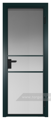 Дверь со стеклом ProfilDoors алюминиевая 2AG с профилем Зеленый матовый RAL6004 (Матовое)