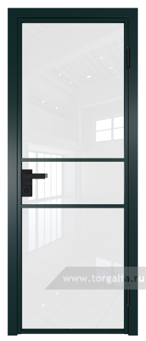 Дверь со стеклом ProfilDoors алюминиевая 2AG с профилем Зеленый матовый RAL6004 (Белый триплекс)