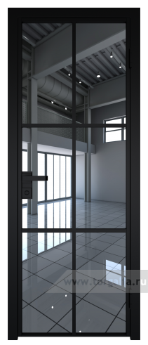 Дверь со стеклом ProfilDoors алюминиевая 3AG с профилем Черный матовый RAL9005 (Зеркало)