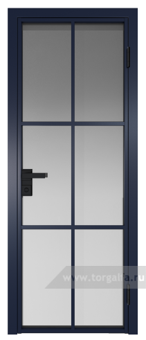 Дверь со стеклом ProfilDoors алюминиевая 3AG с профилем Cиний матовый RAL5003 (Матовое)