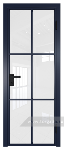 Дверь со стеклом ProfilDoors алюминиевая 3AG с профилем Cиний матовый RAL5003 (Белый триплекс)