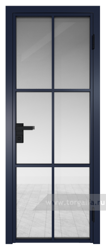 Дверь со стеклом ProfilDoors алюминиевая 3AG с профилем Cиний матовый RAL5003 (Прозрачное)