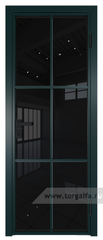 Дверь со стеклом ProfilDoors алюминиевая 3AG с профилем Зеленый матовый RAL6004 (Черный триплекс)