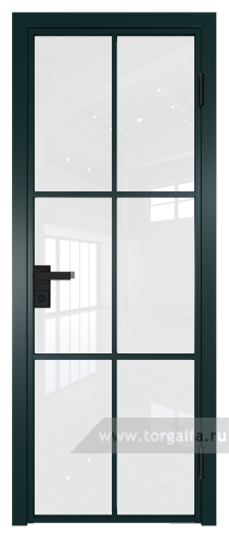 Дверь со стеклом ProfilDoors алюминиевая 3AG с профилем Зеленый матовый RAL6004 (Белый триплекс)