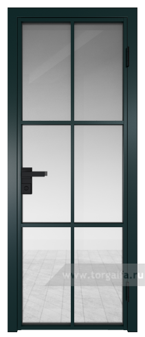 Дверь со стеклом ProfilDoors алюминиевая 3AG с профилем Зеленый матовый RAL6004 (Прозрачное)