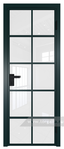 Дверь со стеклом ProfilDoors алюминиевая 4AG с профилем Зеленый матовый RAL6004 (Белый триплекс)