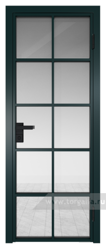 Дверь со стеклом ProfilDoors алюминиевая 4AG с профилем Зеленый матовый RAL6004 (Прозрачное)