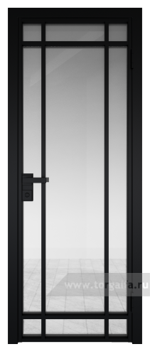 Дверь со стеклом ProfilDoors алюминиевая 5AG с профилем Черный матовый RAL9005 (Прозрачное)