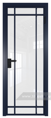 Дверь со стеклом ProfilDoors алюминиевая 5AG с профилем Cиний матовый RAL5003 (Белый триплекс)