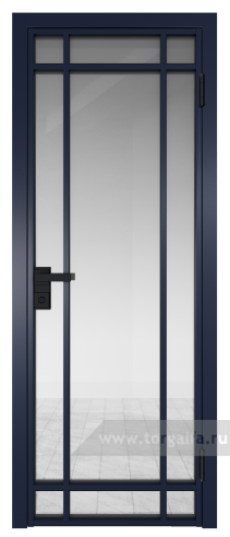 Дверь со стеклом ProfilDoors алюминиевая 5AG с профилем Cиний матовый RAL5003 (Прозрачное)