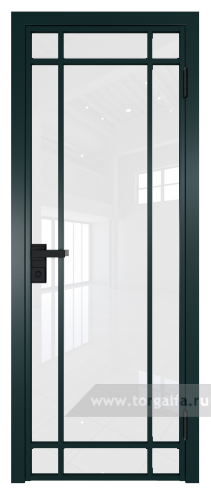 Дверь со стеклом ProfilDoors алюминиевая 5AG с профилем Зеленый матовый RAL6004 (Белый триплекс)