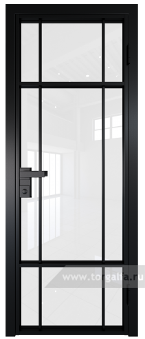 Дверь со стеклом ProfilDoors алюминиевая 8AG с профилем Черный матовый RAL9005 (Белый триплекс)