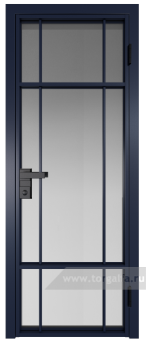 Дверь со стеклом ProfilDoors алюминиевая 8AG с профилем Cиний матовый RAL5003 (Матовое)