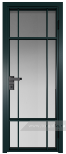 Дверь со стеклом ProfilDoors алюминиевая 8AG с профилем Зеленый матовый RAL6004 (Матовое)