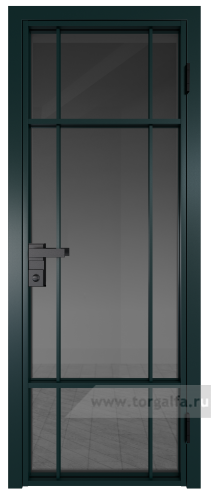 Дверь со стеклом ProfilDoors алюминиевая 8AG с профилем Зеленый матовый RAL6004 (Тонированное)