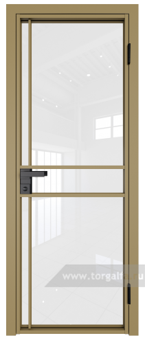Дверь со стеклом ProfilDoors алюминиевая 9AG с профилем Золото (Белый триплекс)
