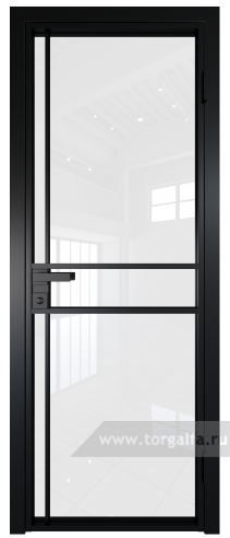 Дверь со стеклом ProfilDoors алюминиевая 9AG с профилем Черный матовый RAL9005 (Белый триплекс)