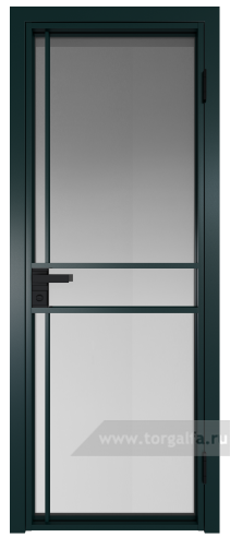 Дверь со стеклом ProfilDoors алюминиевая 9AG с профилем Зеленый матовый RAL6004 (Матовое)