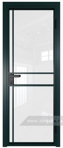 Дверь со стеклом ProfilDoors алюминиевая 9AG с профилем Зеленый матовый RAL6004 (Белый триплекс)
