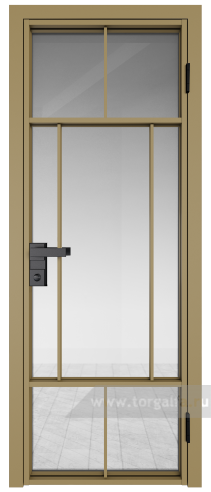 Дверь со стеклом ProfilDoors алюминиевая 10AG с профилем Золото (Прозрачное)
