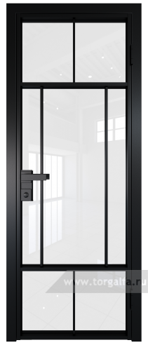 Дверь со стеклом ProfilDoors алюминиевая 10AG с профилем Черный матовый RAL9005 (Белый триплекс)
