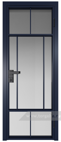 Дверь со стеклом ProfilDoors алюминиевая 10AG с профилем Cиний матовый RAL5003 (Матовое)