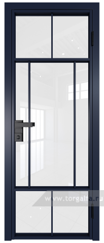 Дверь со стеклом ProfilDoors алюминиевая 10AG с профилем Cиний матовый RAL5003 (Белый триплекс)