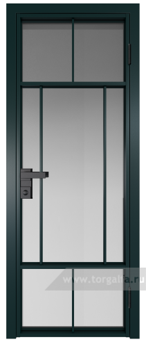 Дверь со стеклом ProfilDoors алюминиевая 10AG с профилем Зеленый матовый RAL6004 (Матовое)