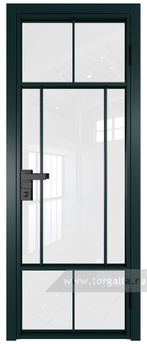 Дверь со стеклом ProfilDoors алюминиевая 10AG с профилем Зеленый матовый RAL6004 (Белый триплекс)