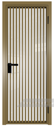 Дверь со стеклом ProfilDoors алюминиевая 11AG с профилем Золото (Белый триплекс)