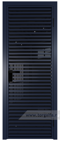 Дверь со стеклом ProfilDoors алюминиевая 12AG с профилем Cиний матовый RAL5003 (Черный триплекс)