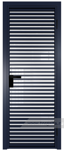 Дверь со стеклом ProfilDoors алюминиевая 12AG с профилем Cиний матовый RAL5003 (Белый триплекс)