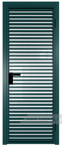Дверь со стеклом ProfilDoors алюминиевая 12AG с профилем Зеленый матовый RAL6004 (Белый триплекс)