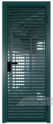 Дверь со стеклом ProfilDoors алюминиевая 12AG с профилем Зеленый матовый RAL6004 (Зеркало)