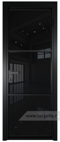 Дверь со стеклом ProfilDoors алюминиевая 13AG с профилем Черный матовый RAL9005 (Черный триплекс)