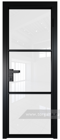 Дверь со стеклом ProfilDoors алюминиевая 13AG с профилем Черный матовый RAL9005 (Белый триплекс)