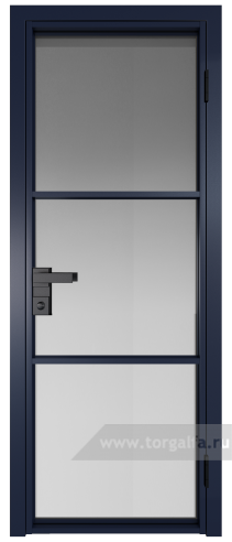 Дверь со стеклом ProfilDoors алюминиевая 13AG с профилем Cиний матовый RAL5003 (Матовое)