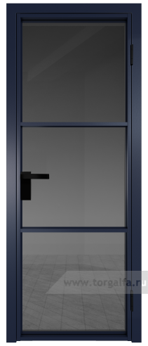 Дверь со стеклом ProfilDoors алюминиевая 13AG с профилем Cиний матовый RAL5003 (Тонированное)