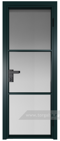 Дверь со стеклом ProfilDoors алюминиевая 13AG с профилем Зеленый матовый RAL6004 (Матовое)
